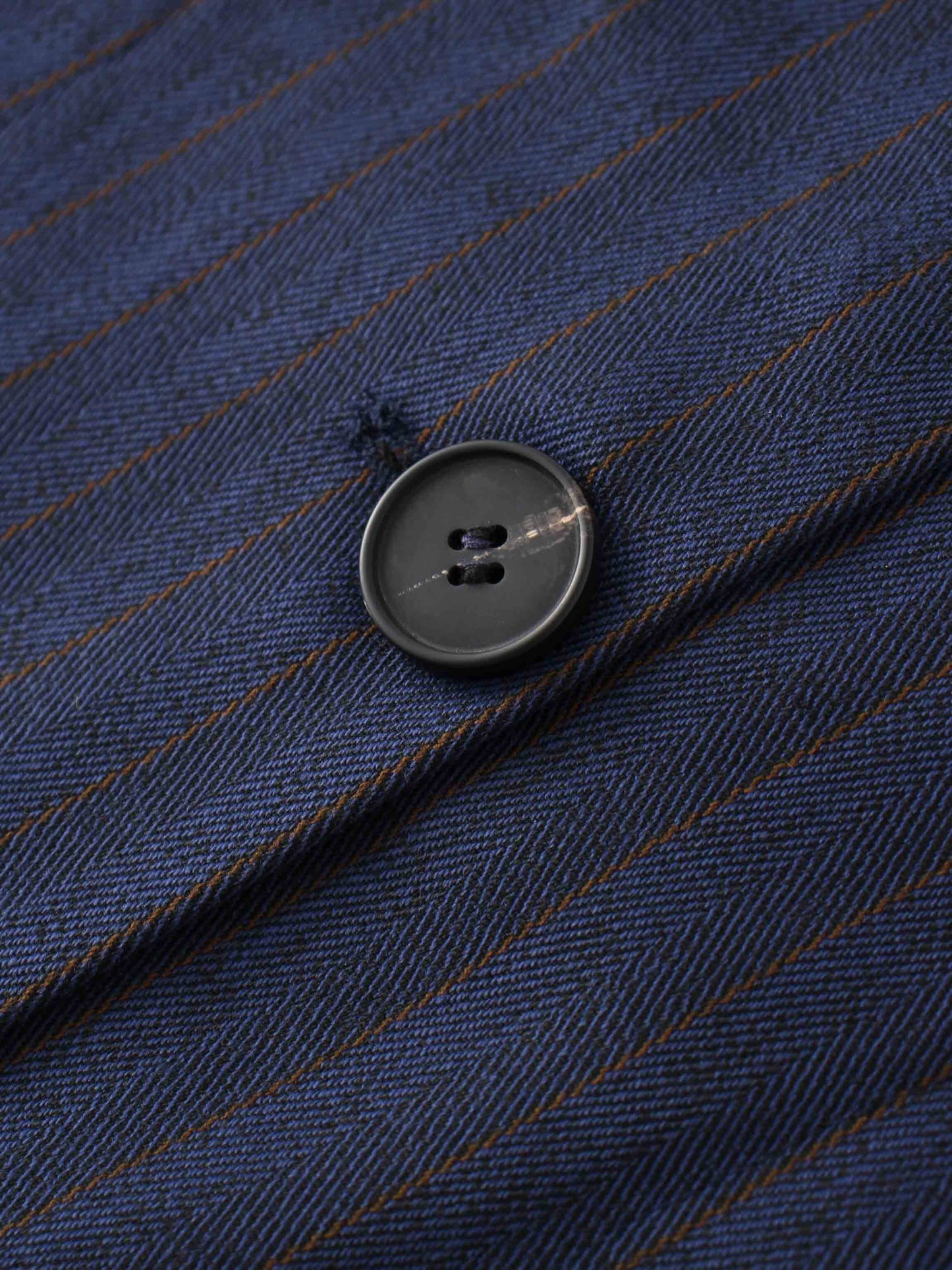 Herringbone Pinstripe Button Down A-Line Skirt-Navy/Brown-3