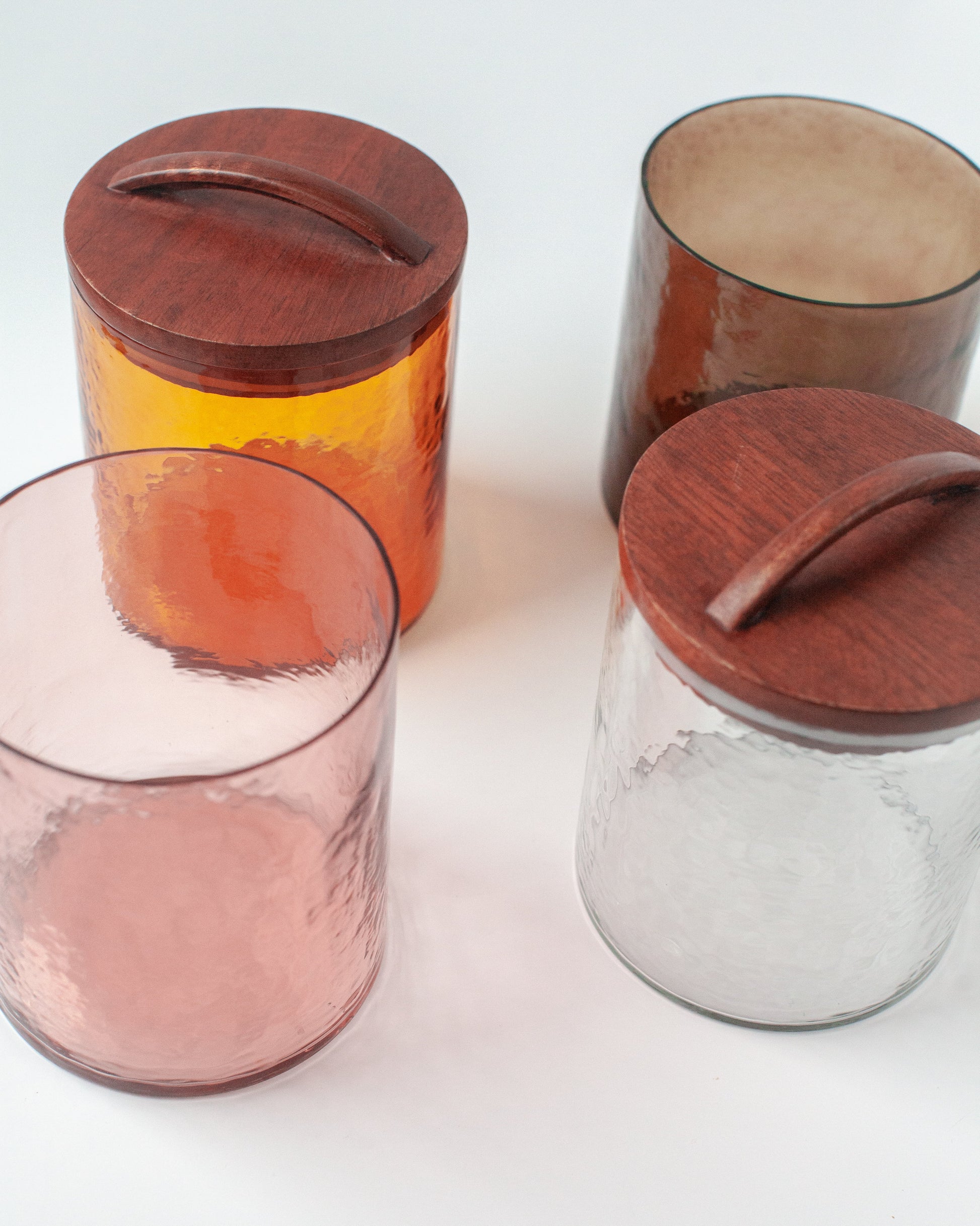 Hammered Glass Canisters with Wood Lid-2