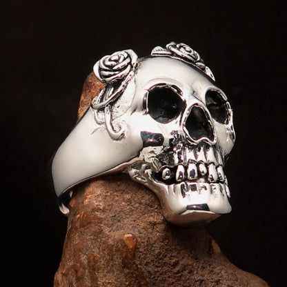 Excellent crafted Lady's Biker Granny Skull Ring - Sterling Silver 925-2