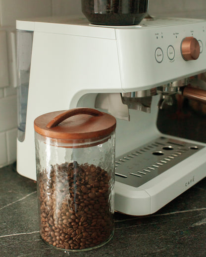 Hammered Glass Canisters with Wood Lid-1