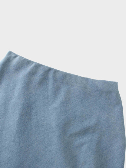 Classic Denim Skirt 35"-Light Blue-4