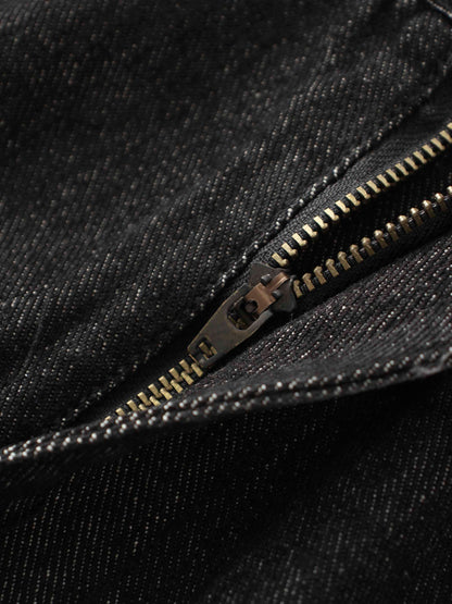 Front Seam Detail Denim Skirt-Black Wash-3