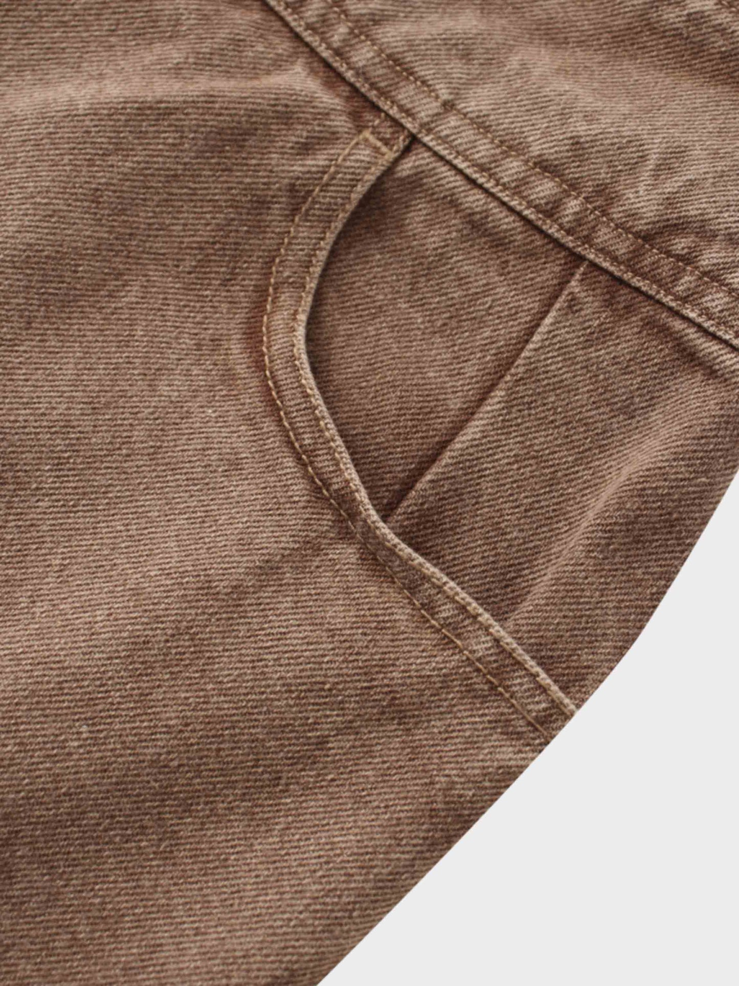 Button Down Denim Skirt-Brown-2