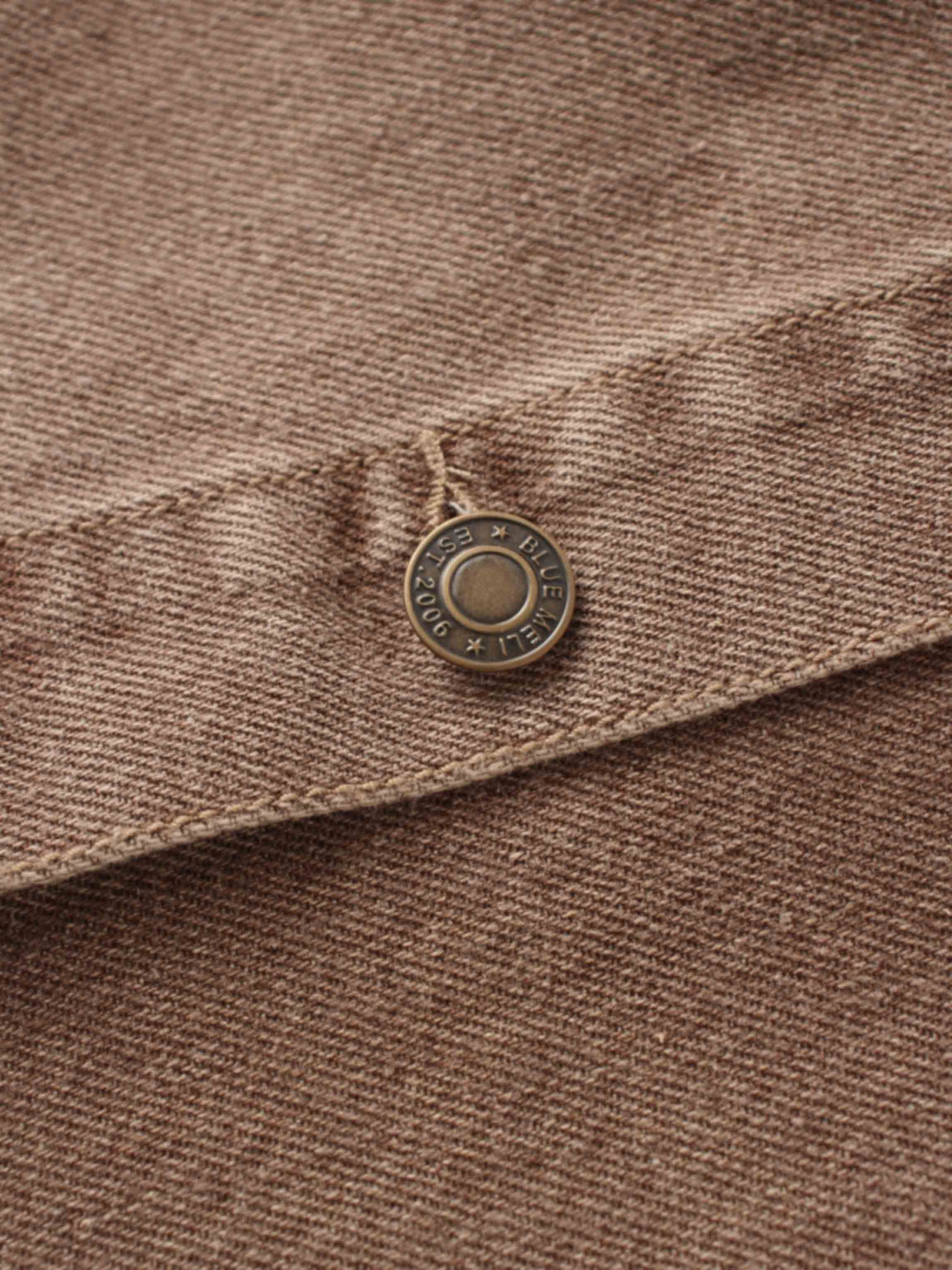 Button Down Denim Skirt-Brown-4