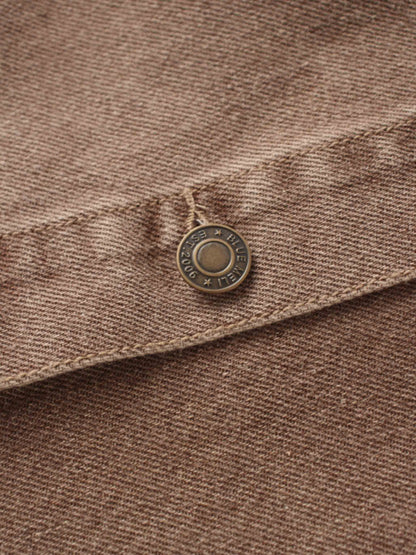 Button Down Denim Skirt-Brown-4