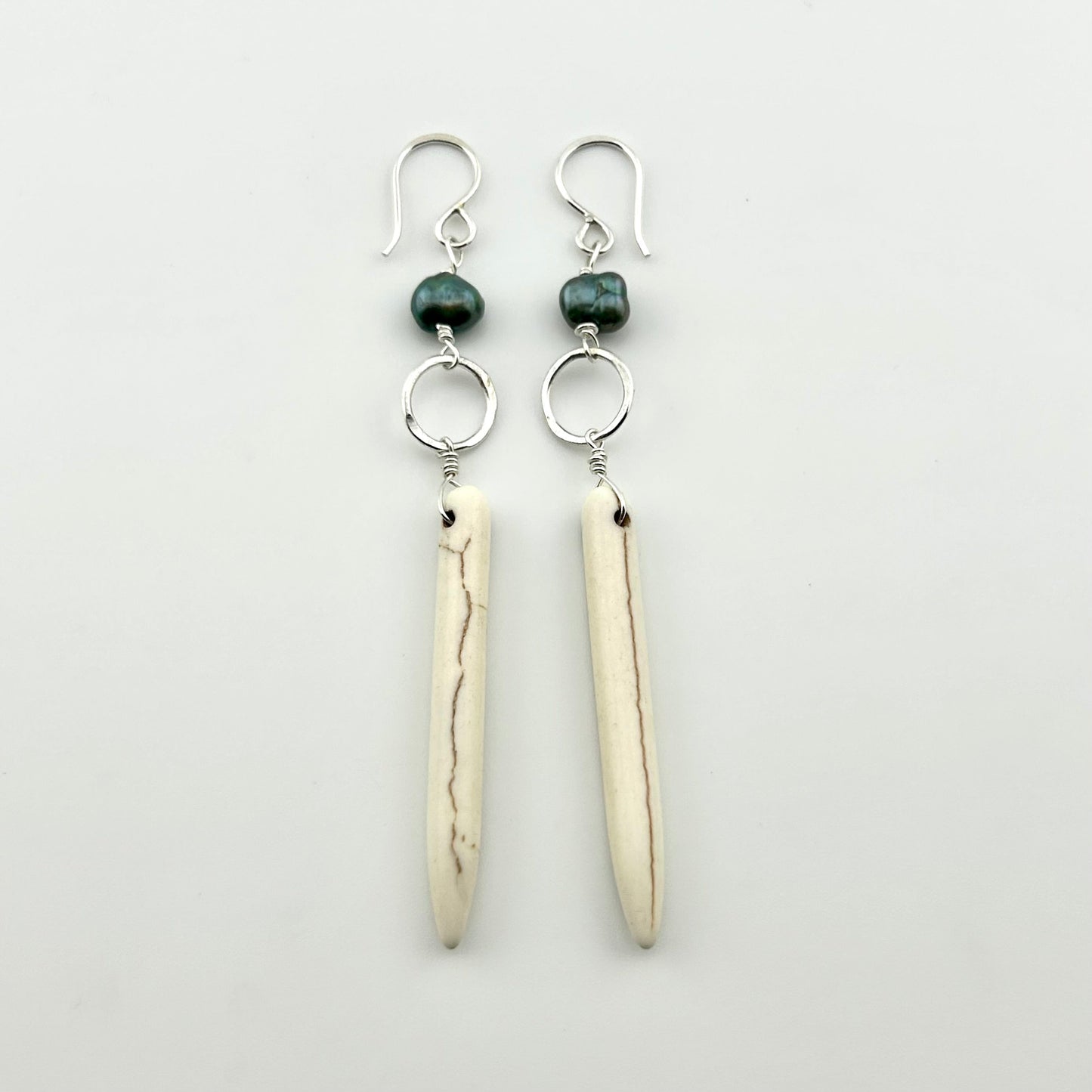 Ariel Earrings - Howlite and Peacock Pearl Drop Earrings-2