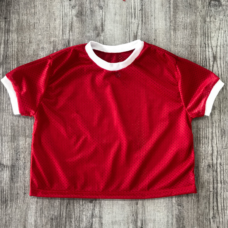 6031 - Women's Cropped Mesh Ringer Tee-8