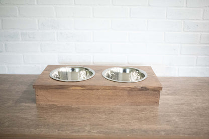 Dog Food Stand, Wooden Pet Feeder with Stainless Steel Bowls-3