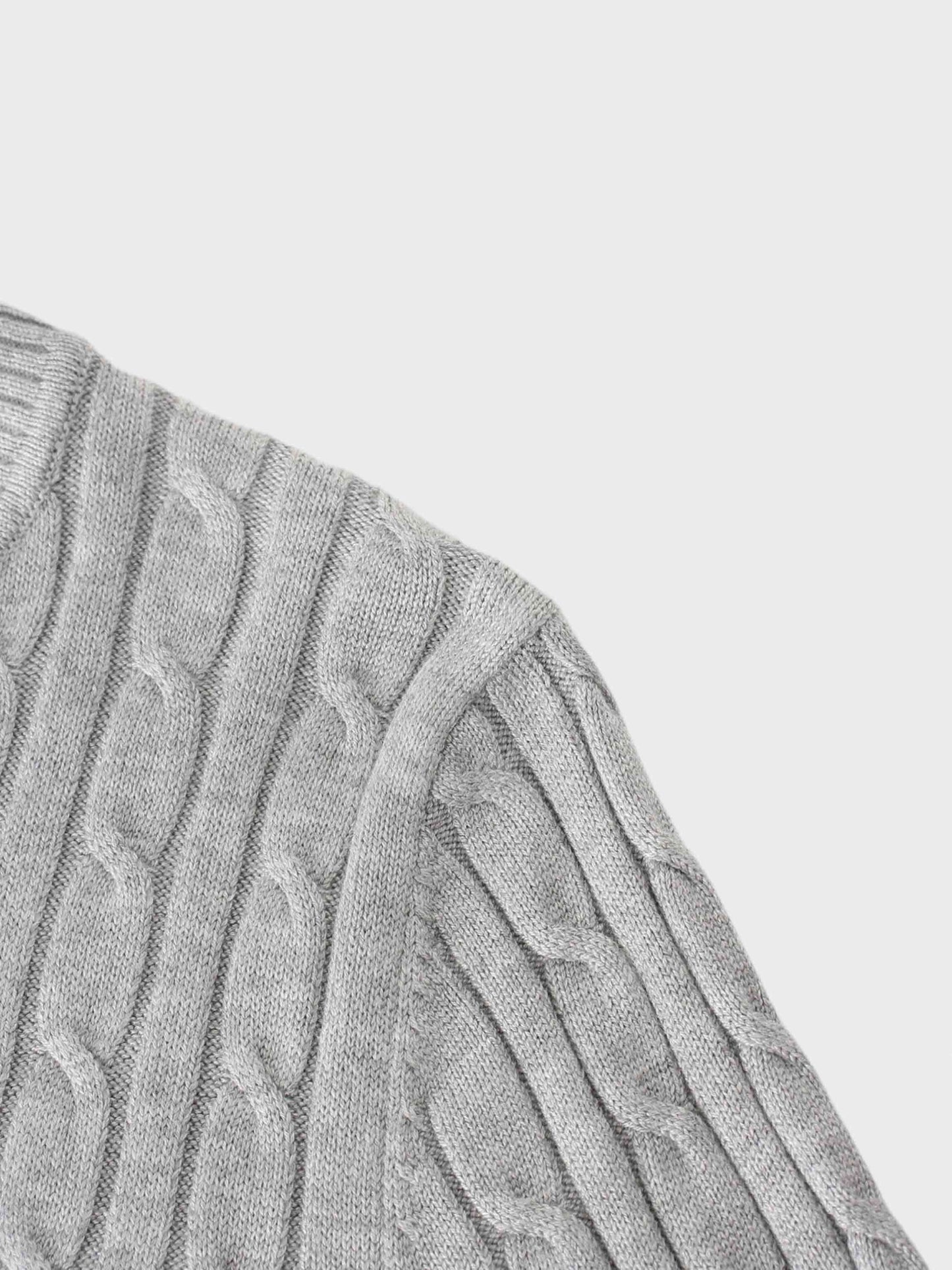 Knit Cable Sweater-Heathered Grey-4
