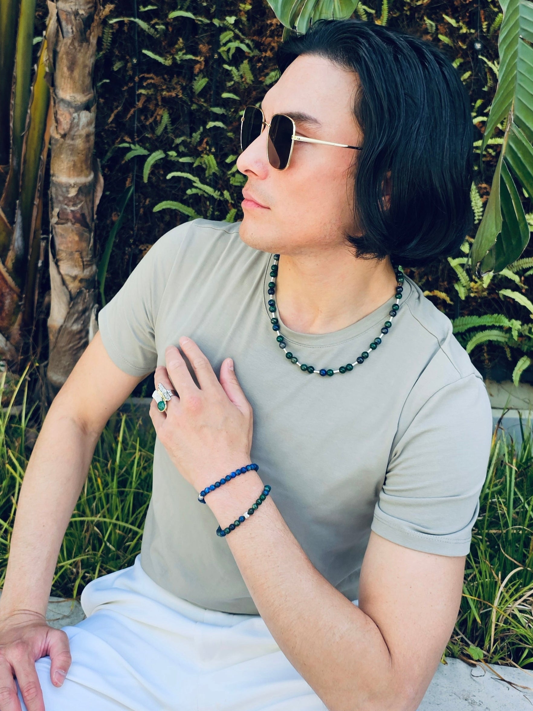 Lapis Lazuli Flexible Men's Bracelet MEB21-2