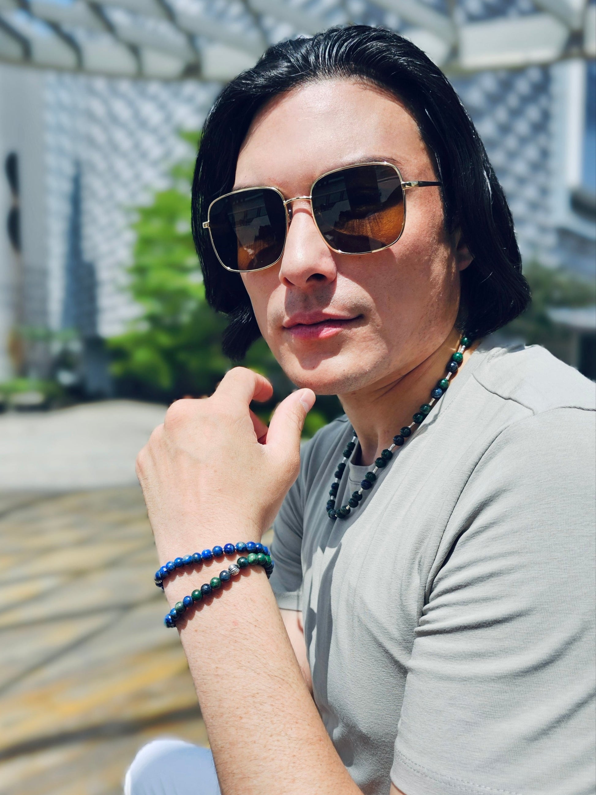 Lapis Lazuli Flexible Men's Bracelet MEB21-1