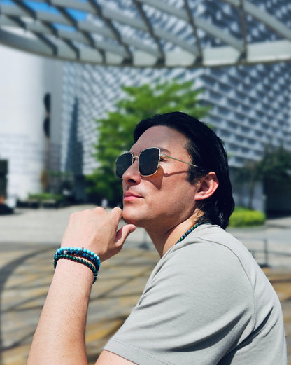 Blue Turquoise Flexible Men's Bracelet MEB19-1