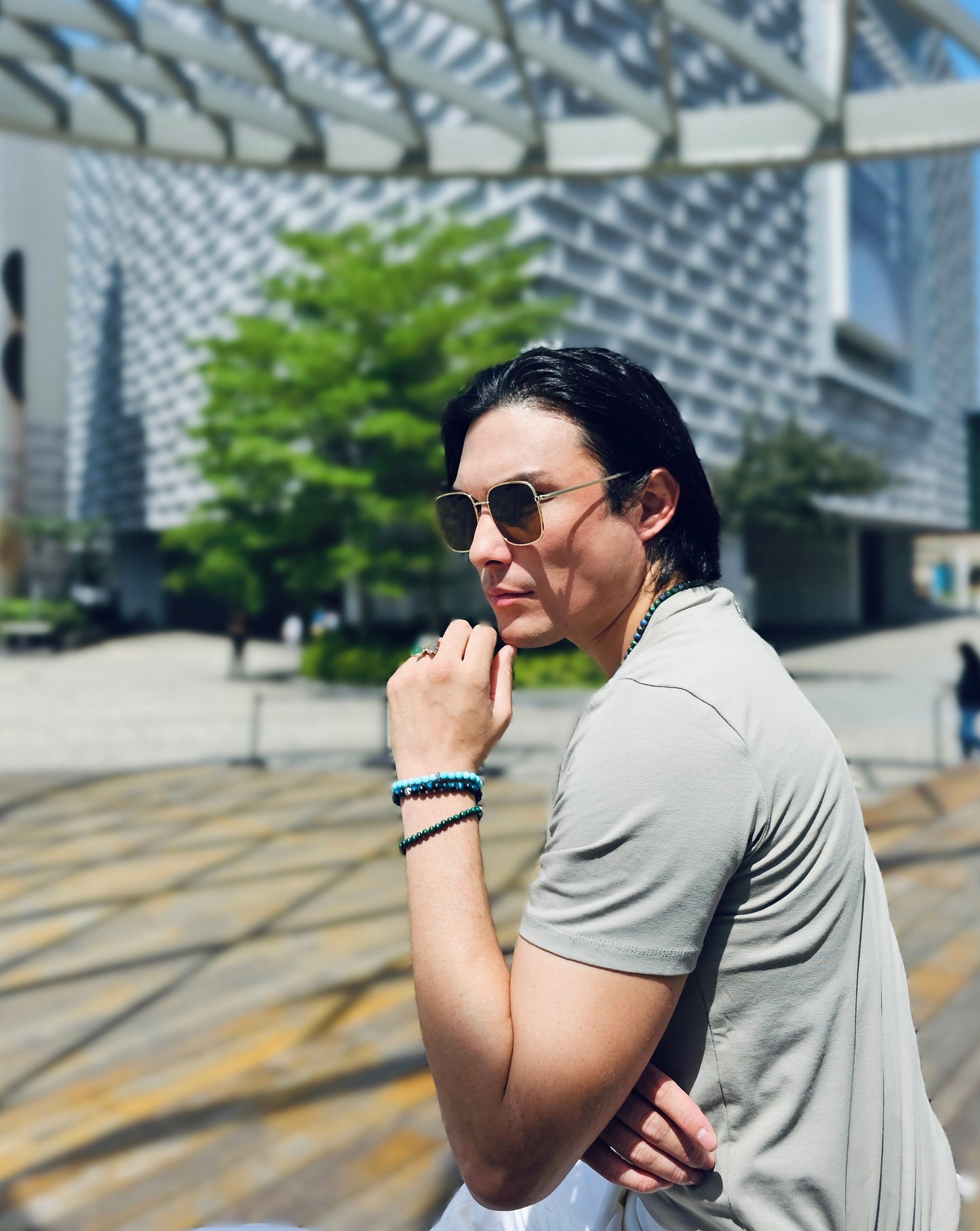 Blue Turquoise Flexible Men's Bracelet MEB19-2