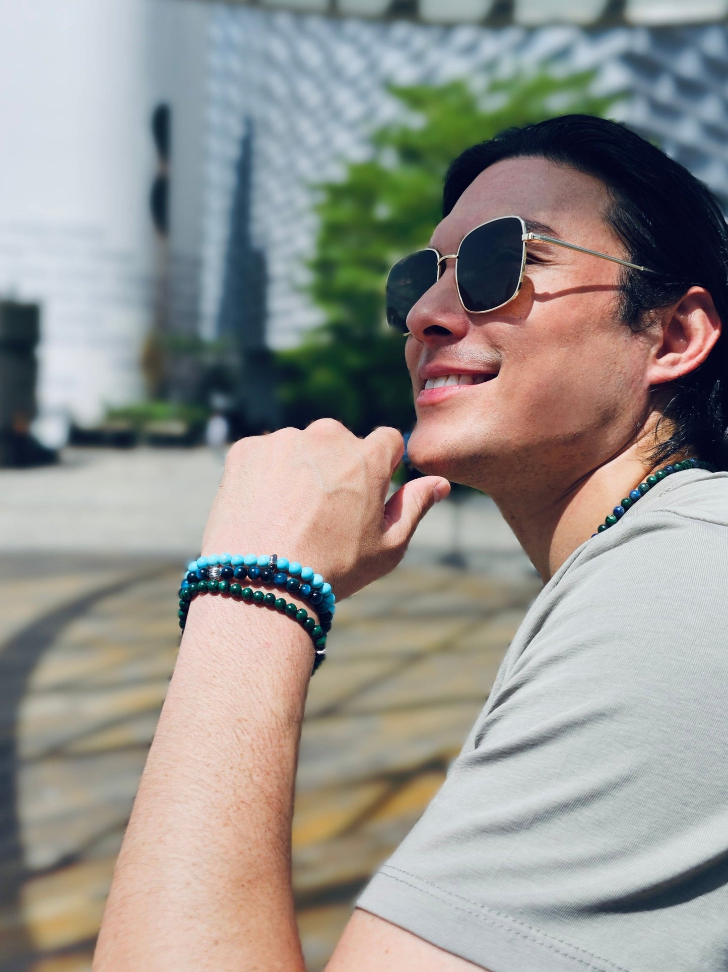 Blue Turquoise Flexible Men's Bracelet MEB19-3