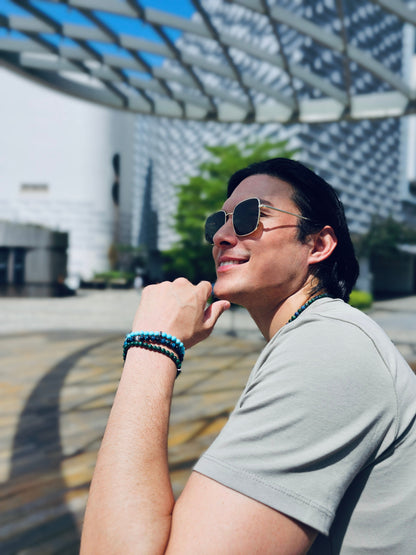 Blue Tiger-eye Stone Flexible Men's Bracelet MEB18-2