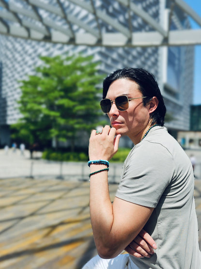 Blue Tiger-eye Stone Flexible Men's Bracelet MEB18-3