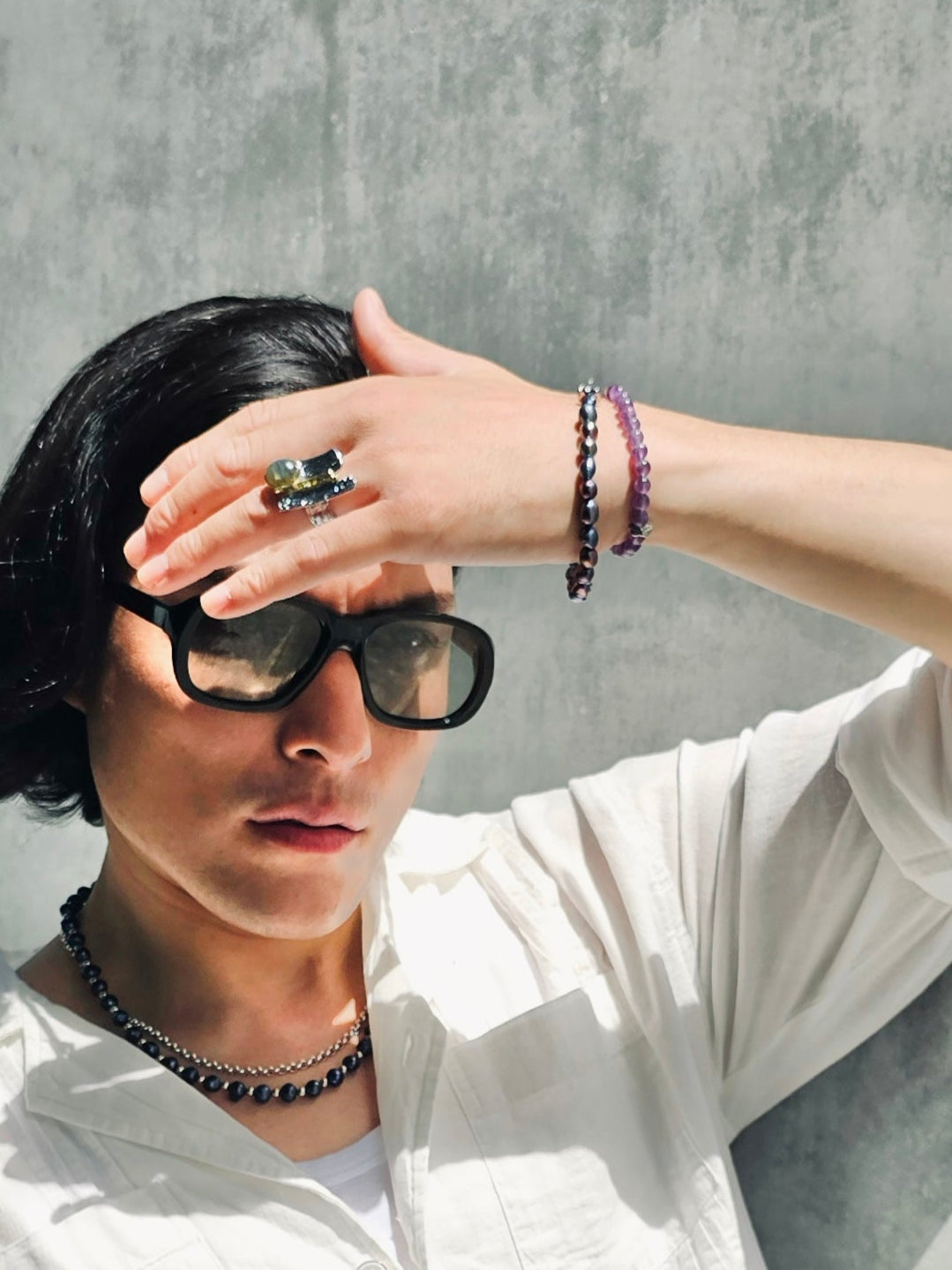 Amethyst Flexible Men's Bracelet MEB01-1