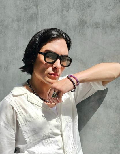 Deep Purple Freshwater Pearls Men's Bracelet MEB02-2