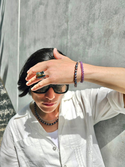 Amethyst Flexible Men's Bracelet MEB01-3