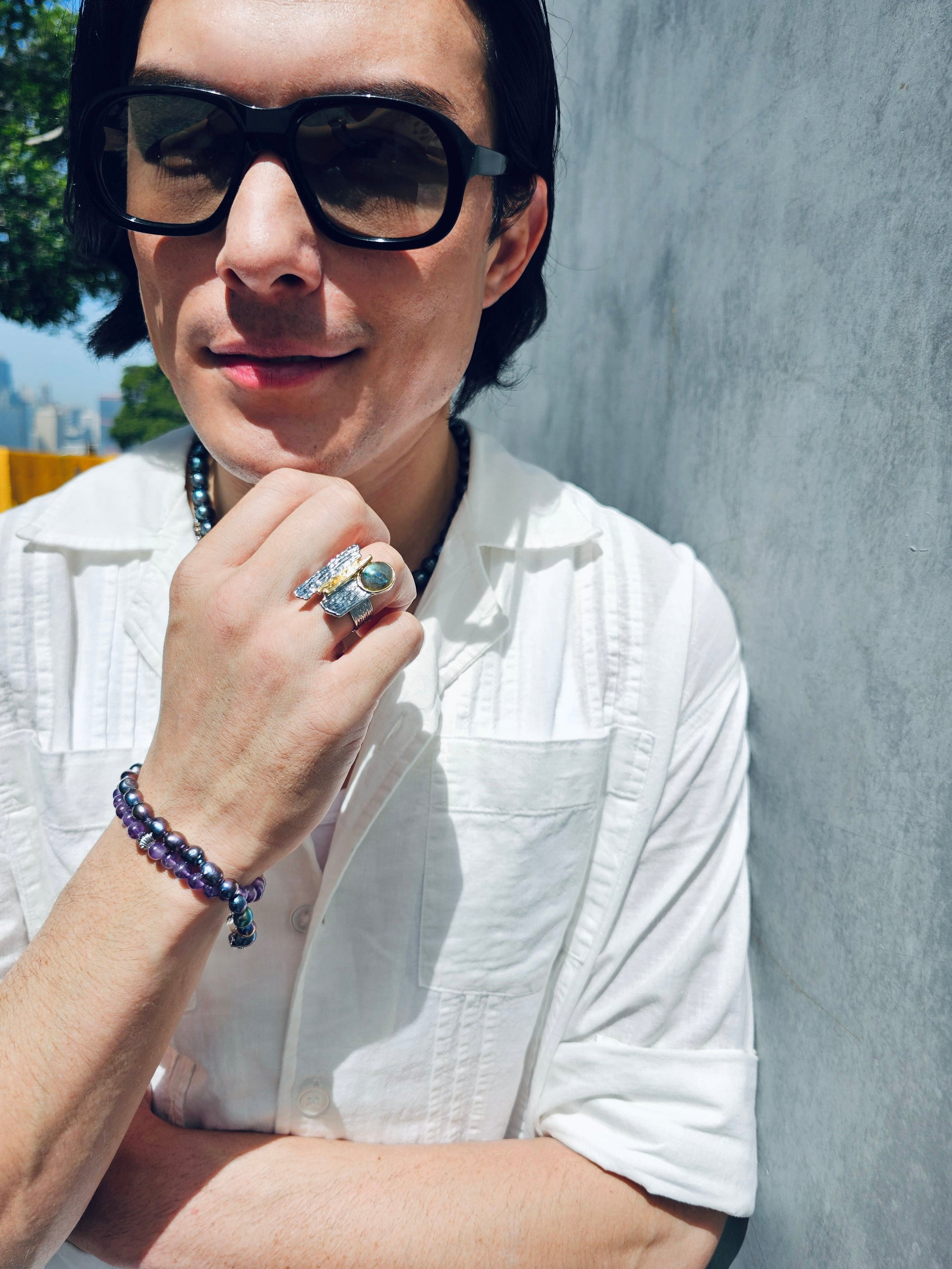 Amethyst Flexible Men's Bracelet MEB01-4