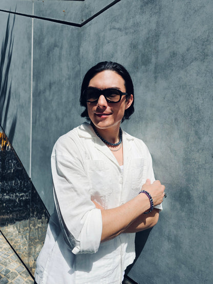 Deep Purple Freshwater Pearls Mens Necklace MEN02-3