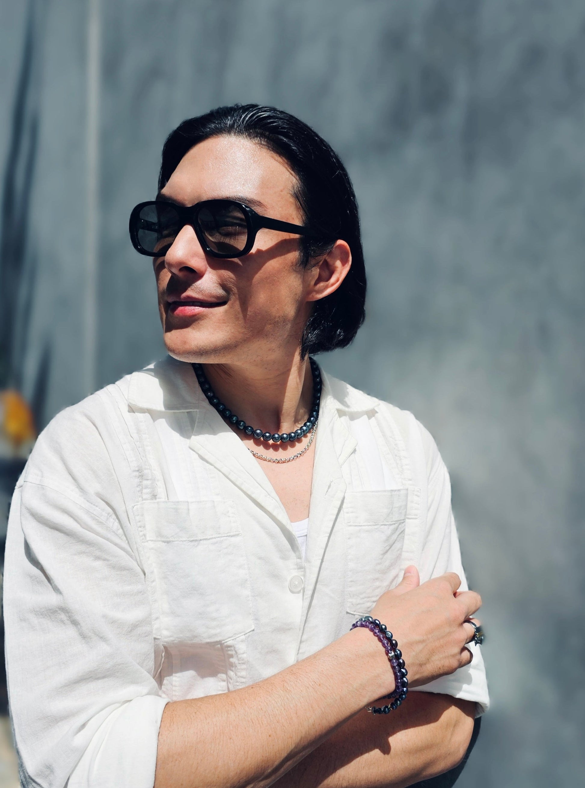 Deep Purple Freshwater Pearls Mens Necklace MEN02-0