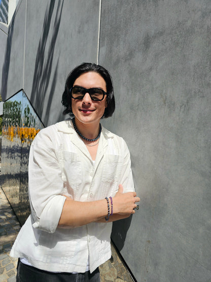 Deep Purple Freshwater Pearls Mens Necklace MEN02-4