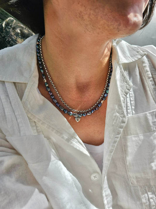 Irregular Purple Freshwater Pearls Mens Necklace MEN03-0