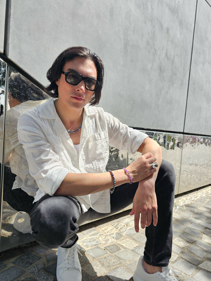 Irregular Purple Freshwater Pearls Mens Necklace MEN03-2