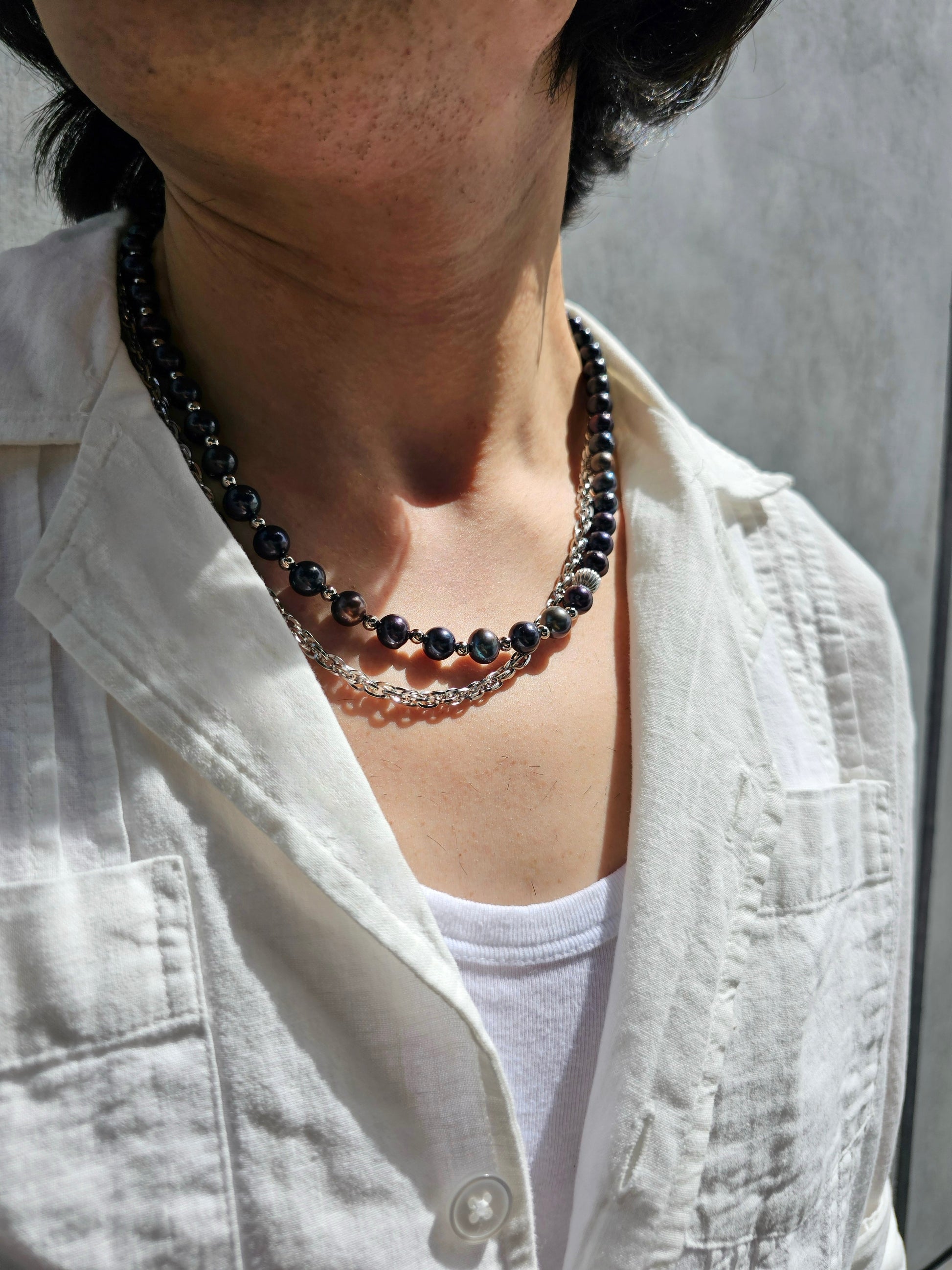 Deep Purple With Sterling Silver Mens Necklace MEN06-0