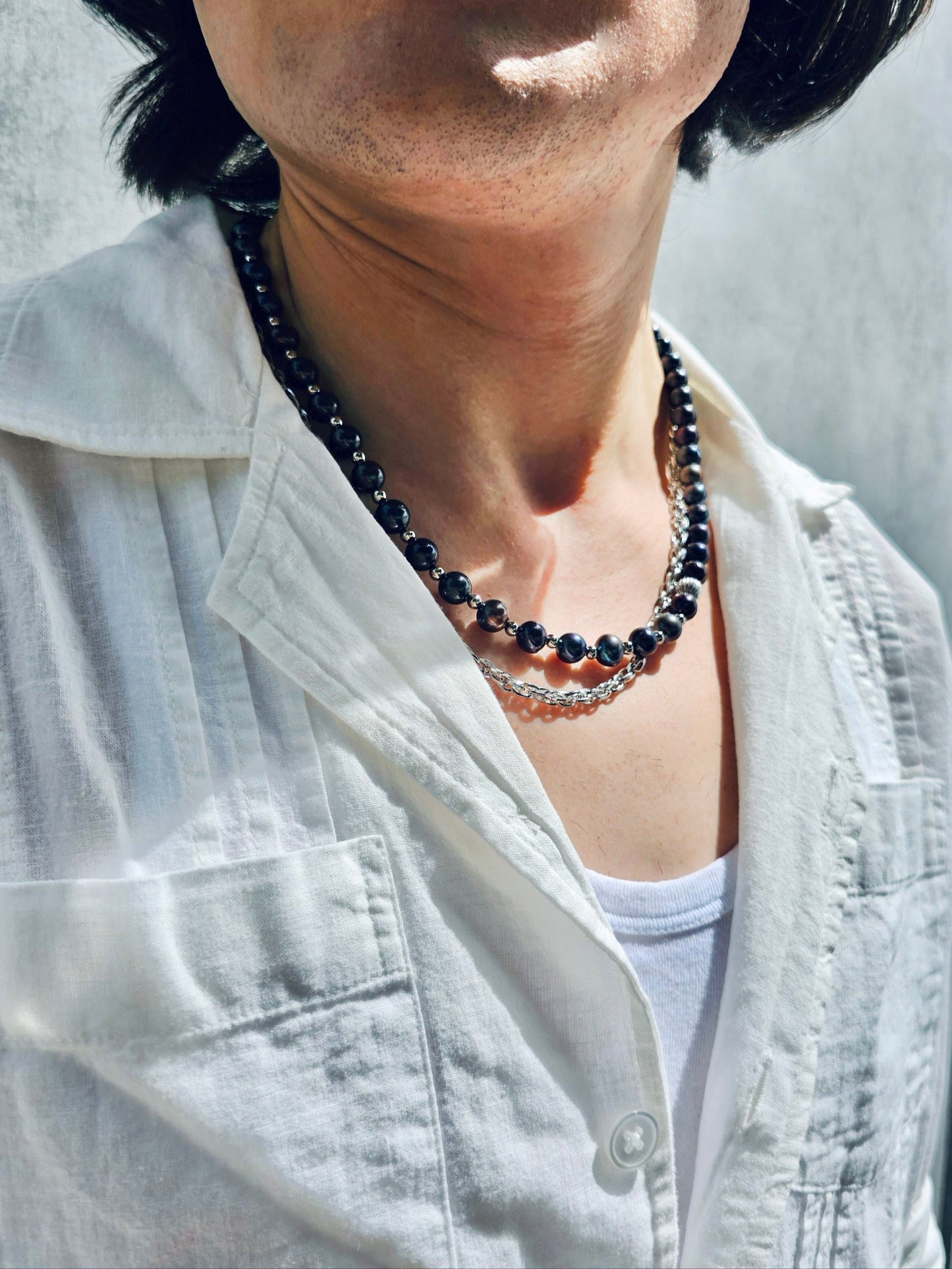 Deep Purple With Sterling Silver Mens Necklace MEN06-2