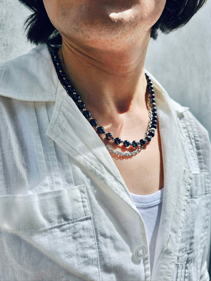 Deep Purple With Sterling Silver Mens Necklace MEN06-2