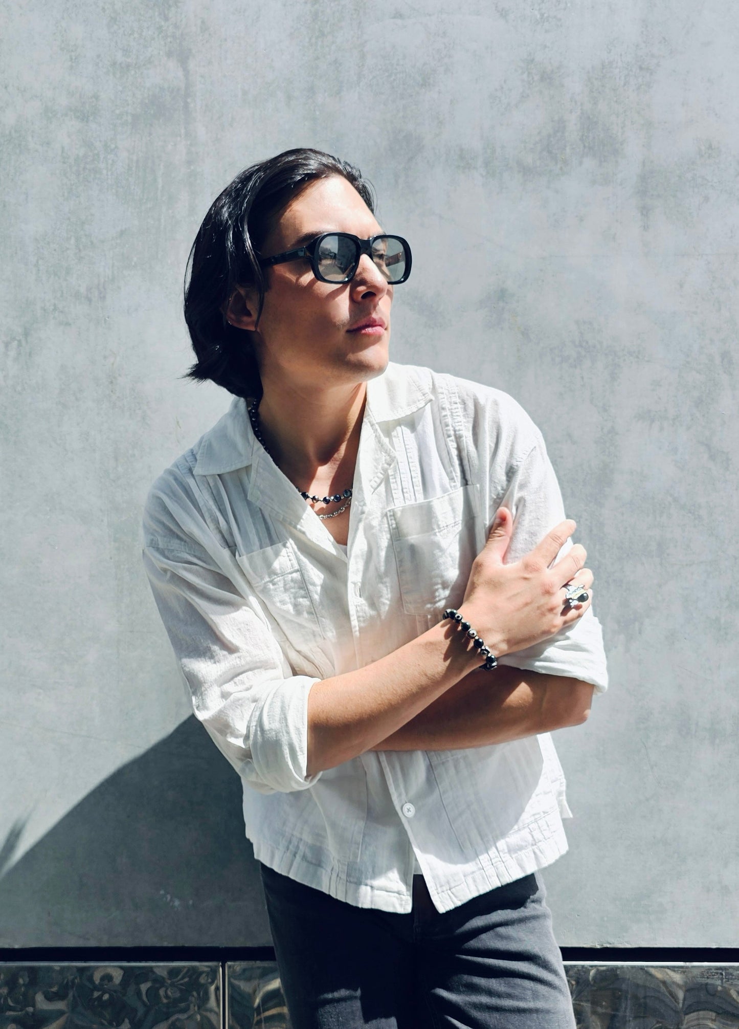 Deep Purple With Sterling Silver Mens Necklace MEN06-3