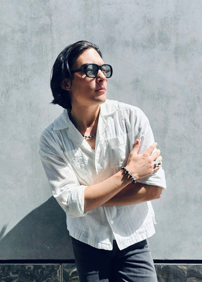 Deep Purple With Sterling Silver Mens Necklace MEN06-3