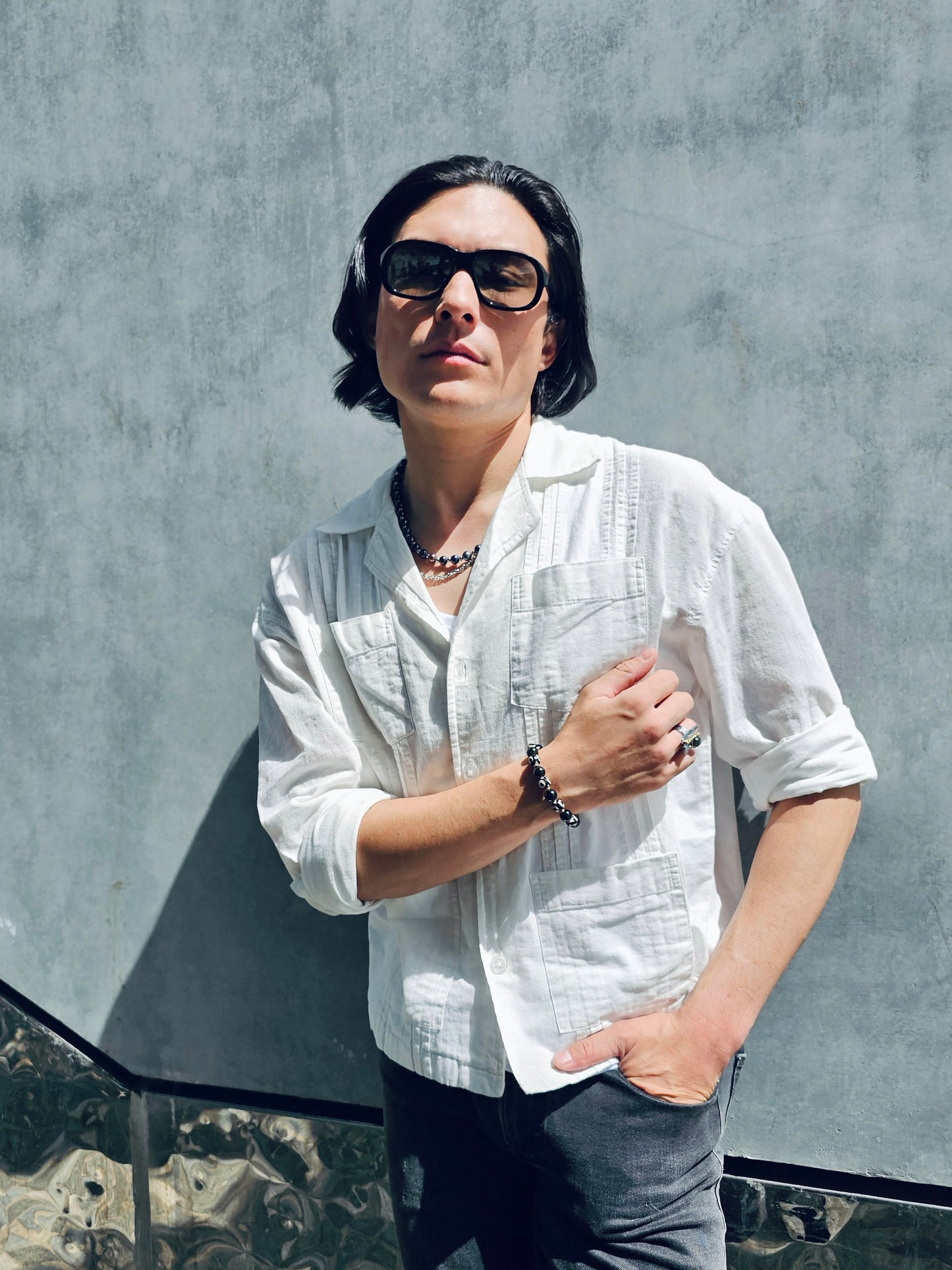 Deep Purple With Sterling Silver Mens Necklace MEN06-4