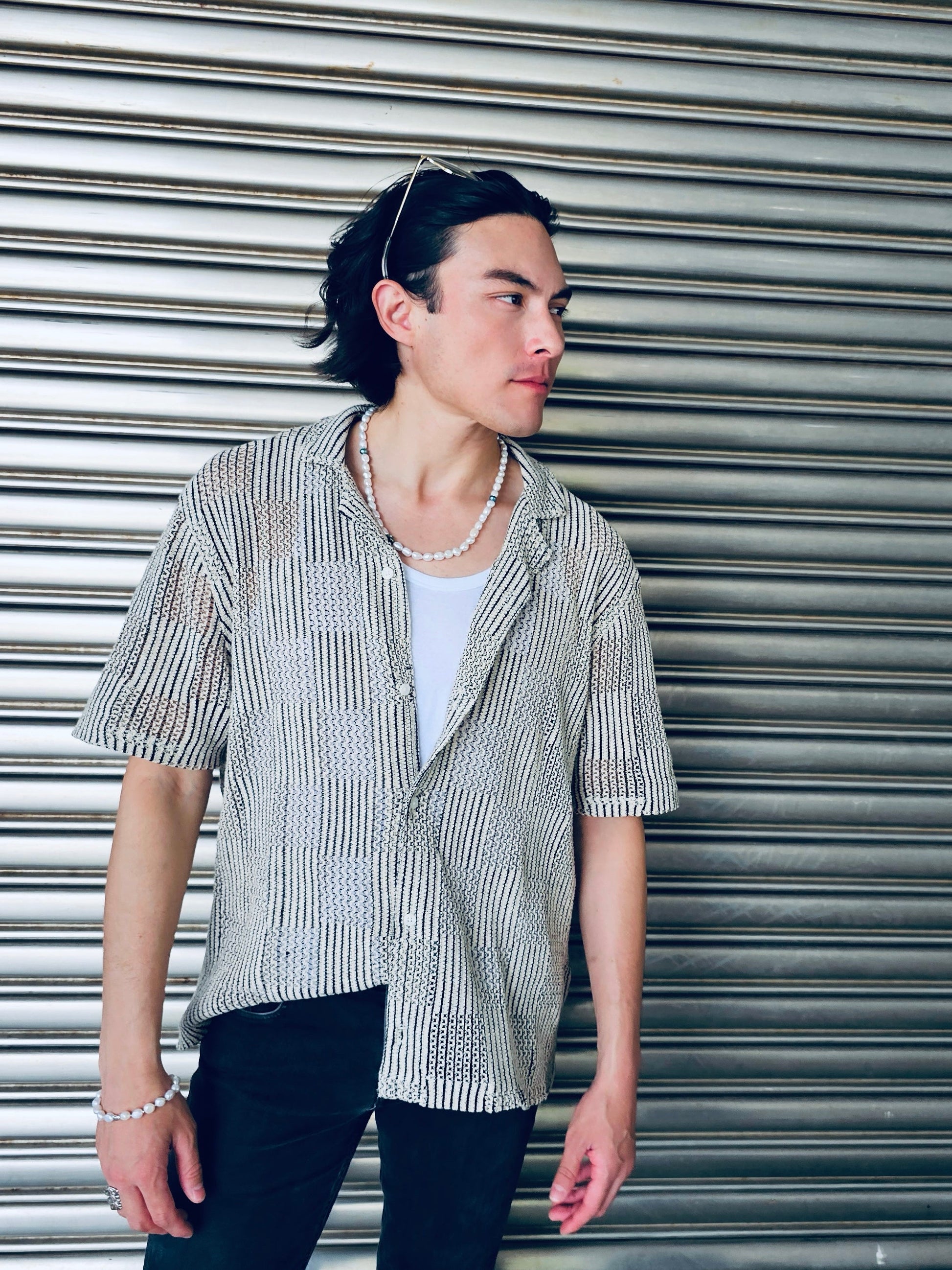 Freshwater Pearls With Skull Mens Necklace MEN12-2