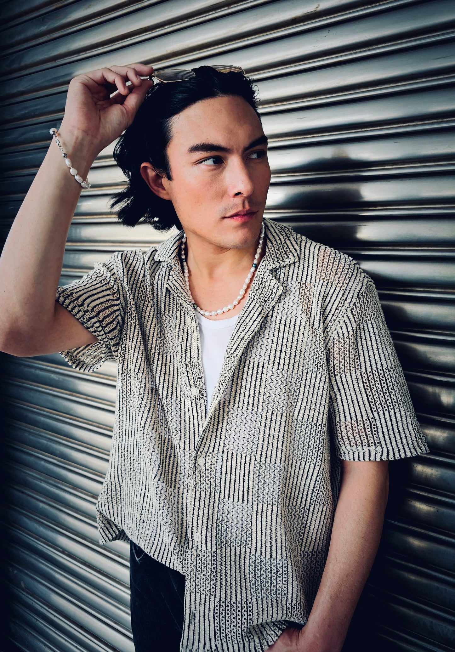 Freshwater Pearls With Skull Mens Necklace MEN12-4