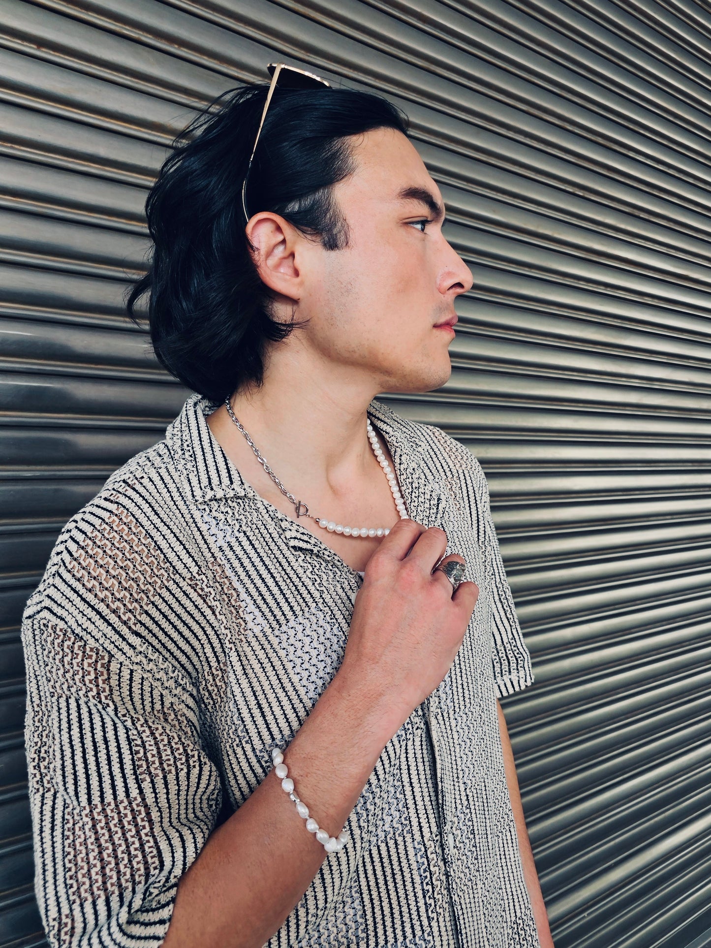 Freshwater Pearls With Chain Versatile Mens Necklace MEN07-2