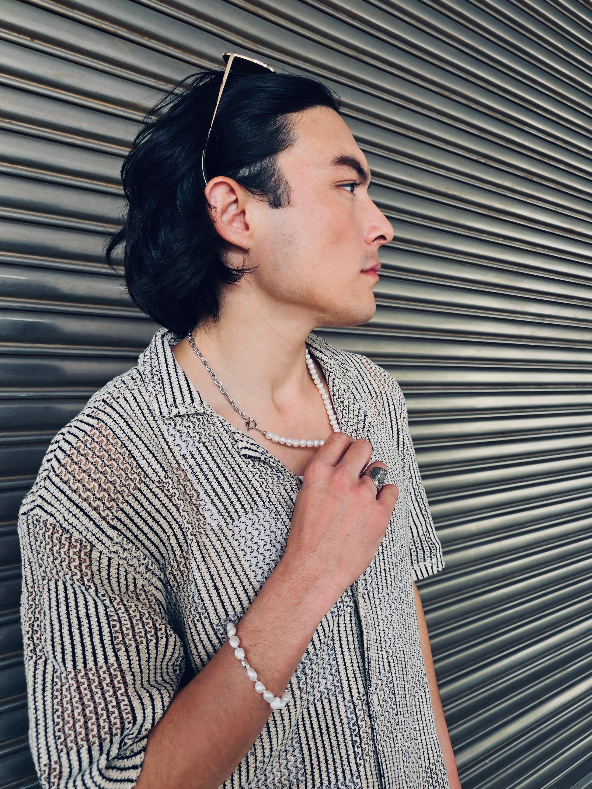 Freshwater Pearls With Chain Versatile Mens Necklace MEN07-2