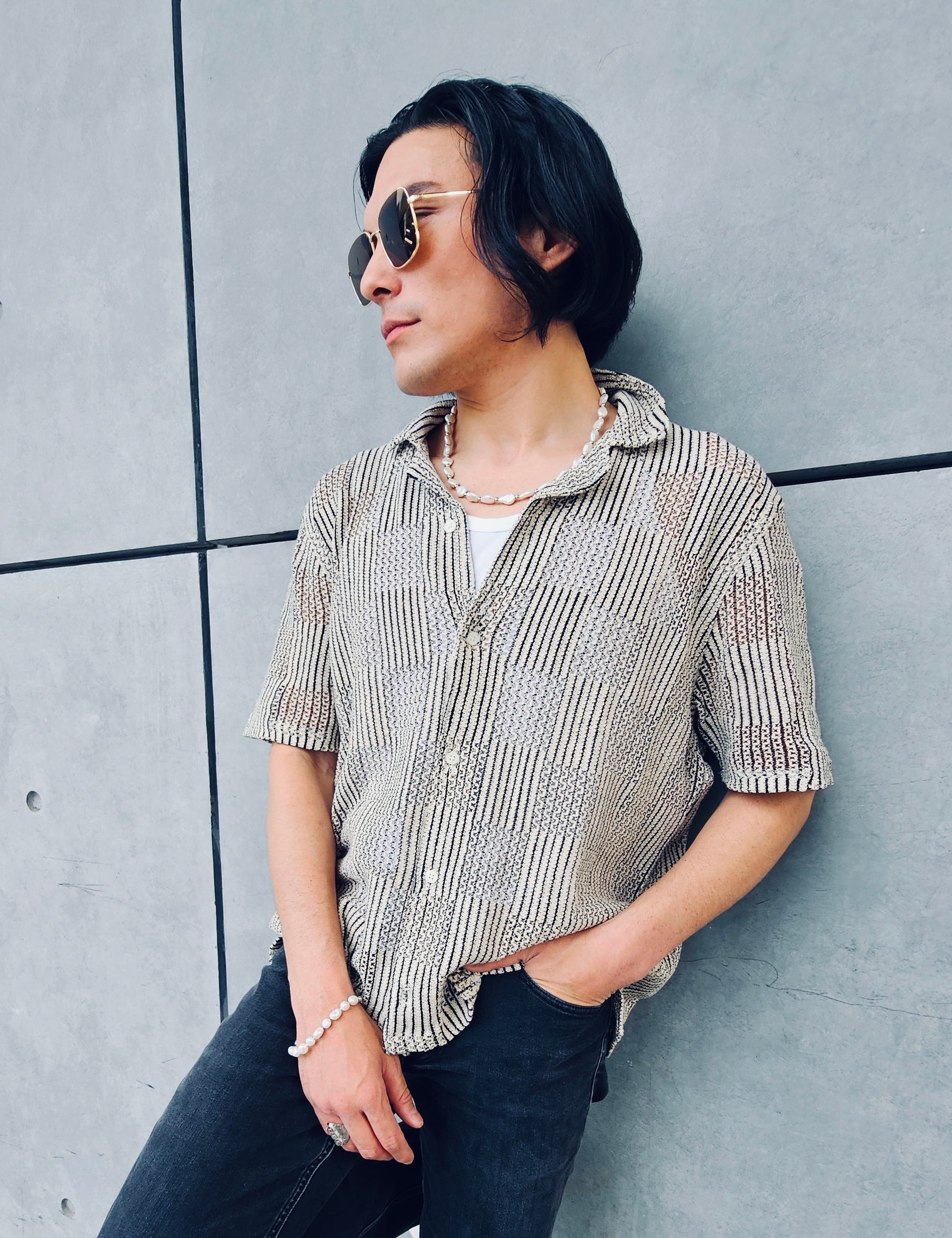 Irregular Freshwater Pearls With Sterling Silver Men Necklace MEN11-2