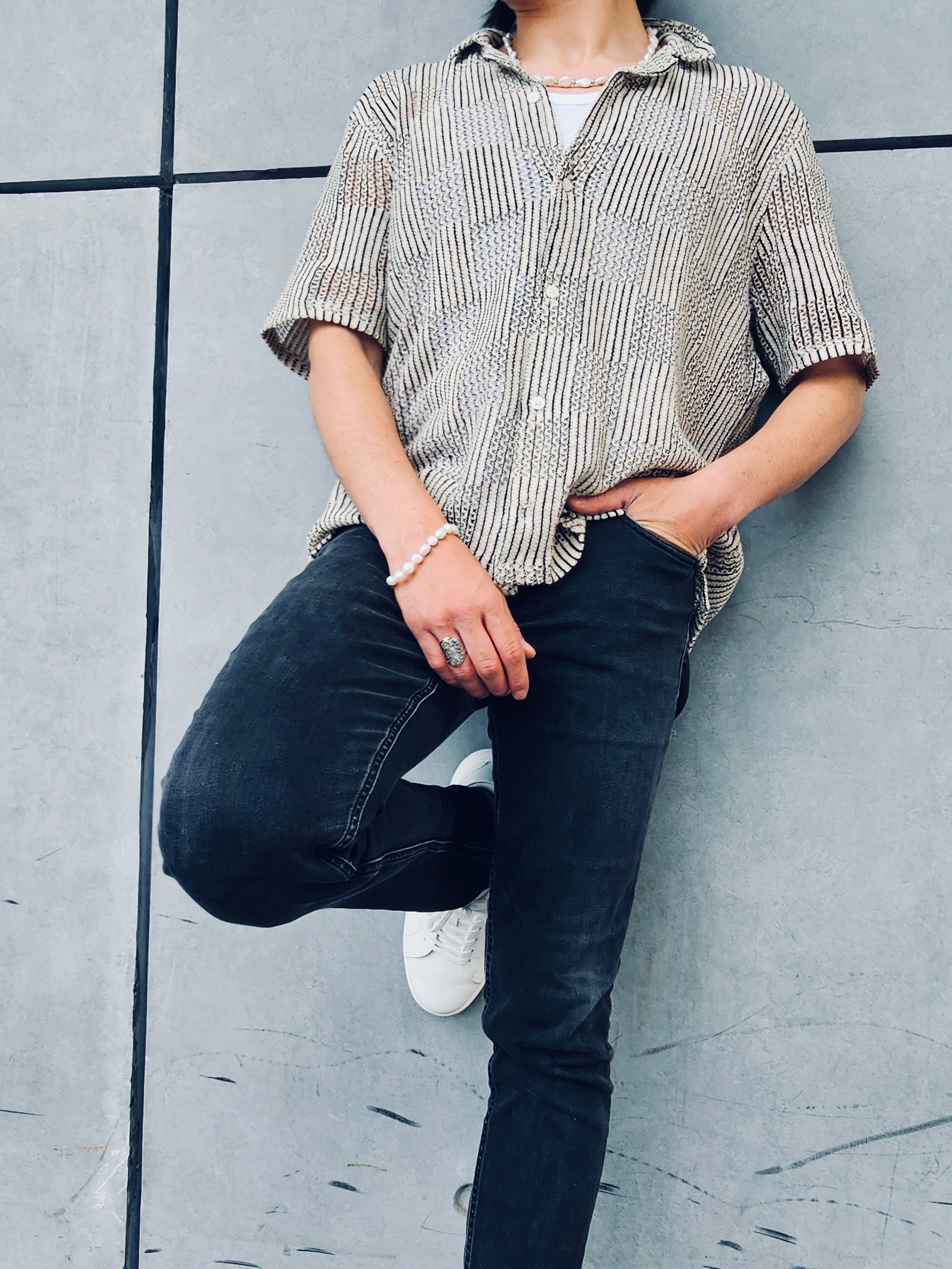 Irregular Freshwater Pearls With Sterling Silver Men Necklace MEN11-3