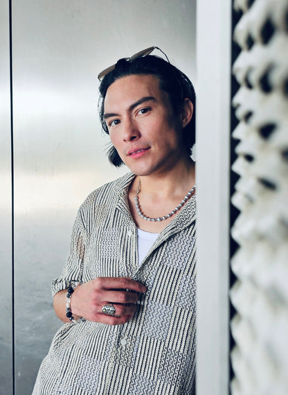 Grey Freshwater Pearls With Chain Men's Necklace MEN05-4