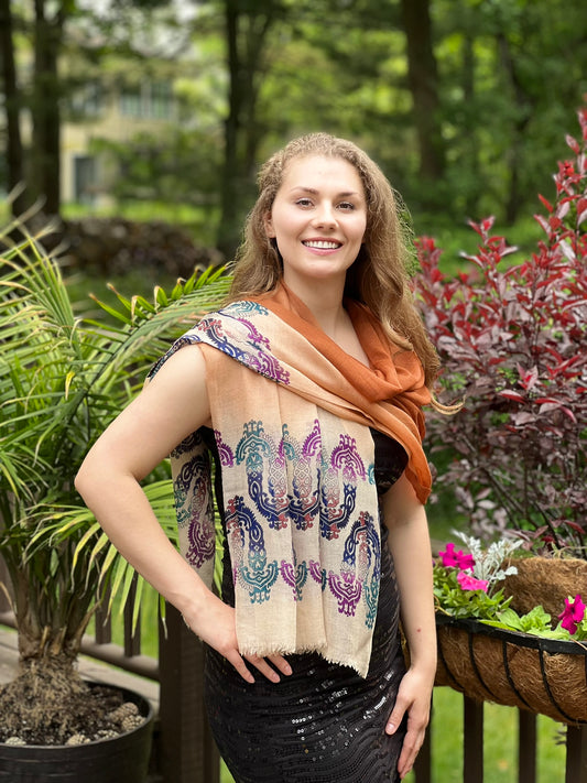 Hand Printed Rust Screen Print Scarf-0