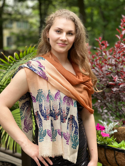 Hand Printed Rust Screen Print Scarf-4