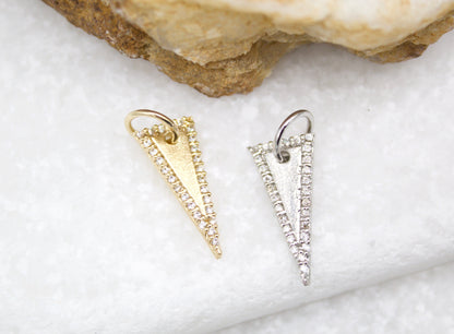 18K Gold Filled CZ Stones Triangle-0