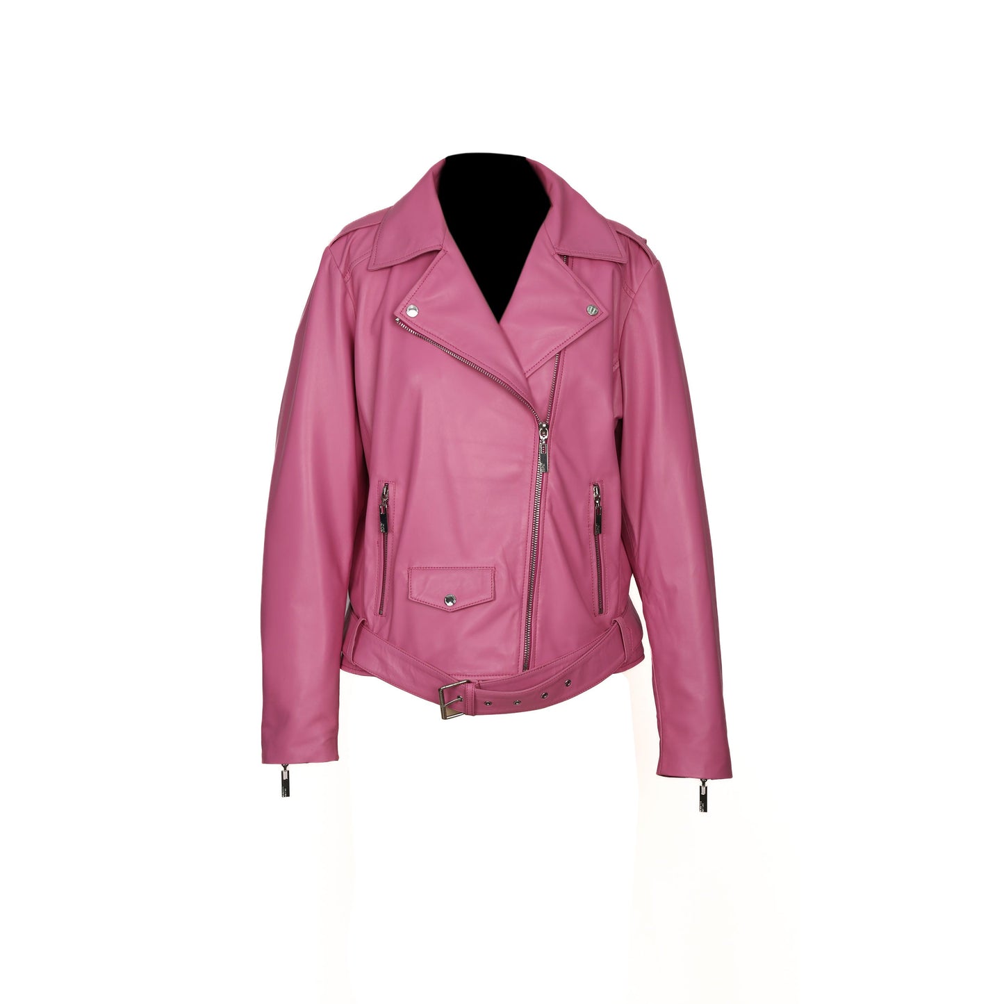 Becca Womens Pink Leather Jacket-2