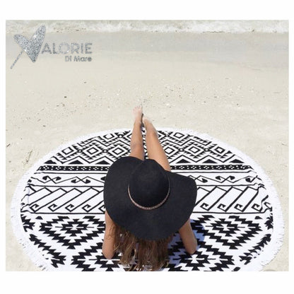 Black Round Beach Towel-0