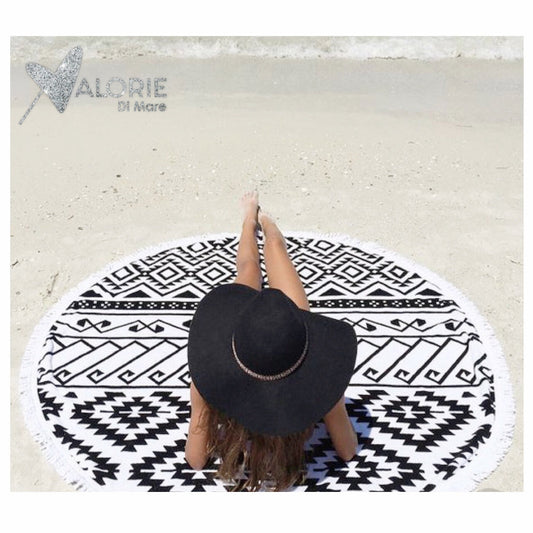 Black Round Beach Towel-0