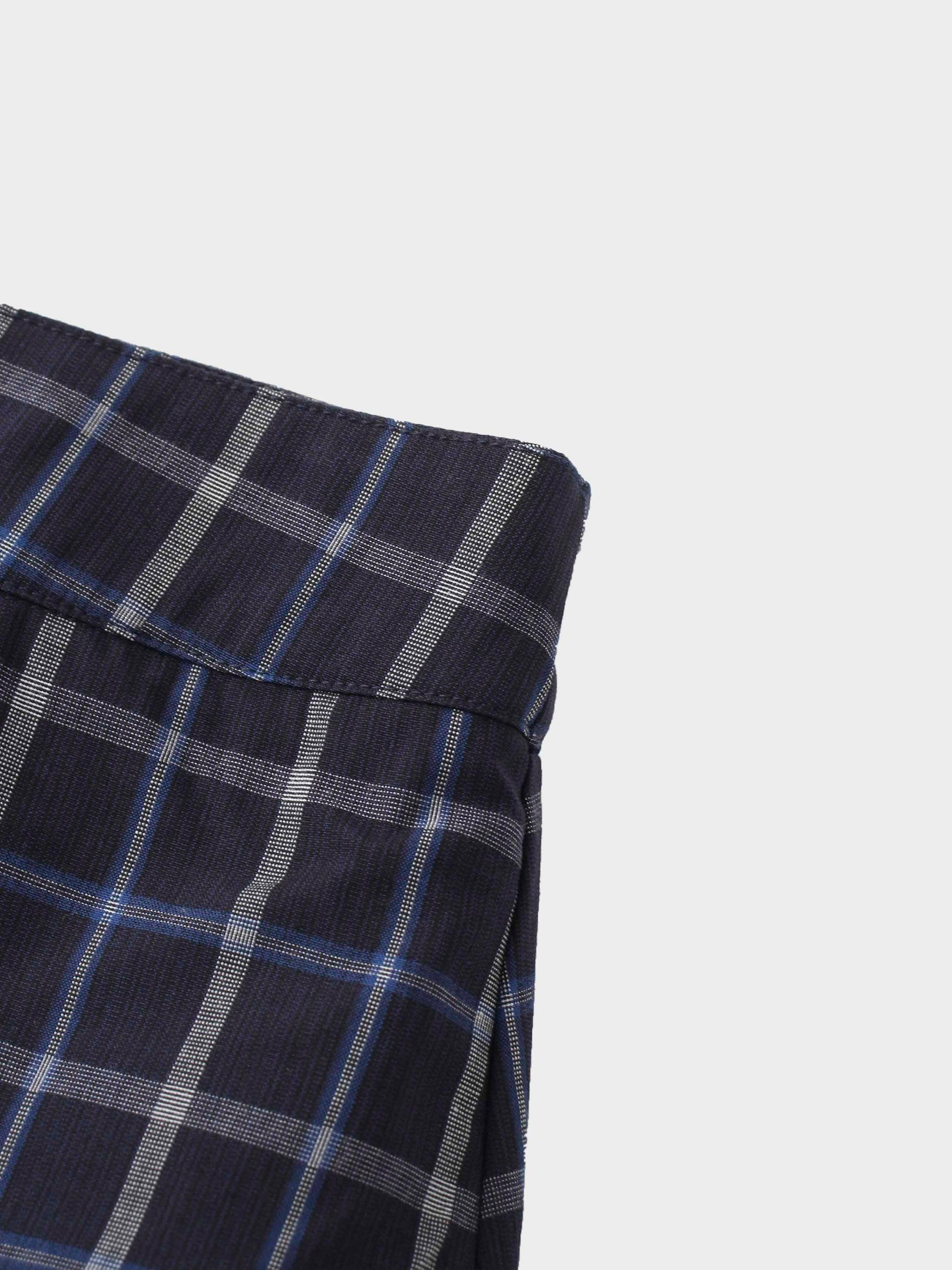 Gathered Overlay Skirt-Blue Plaid-2