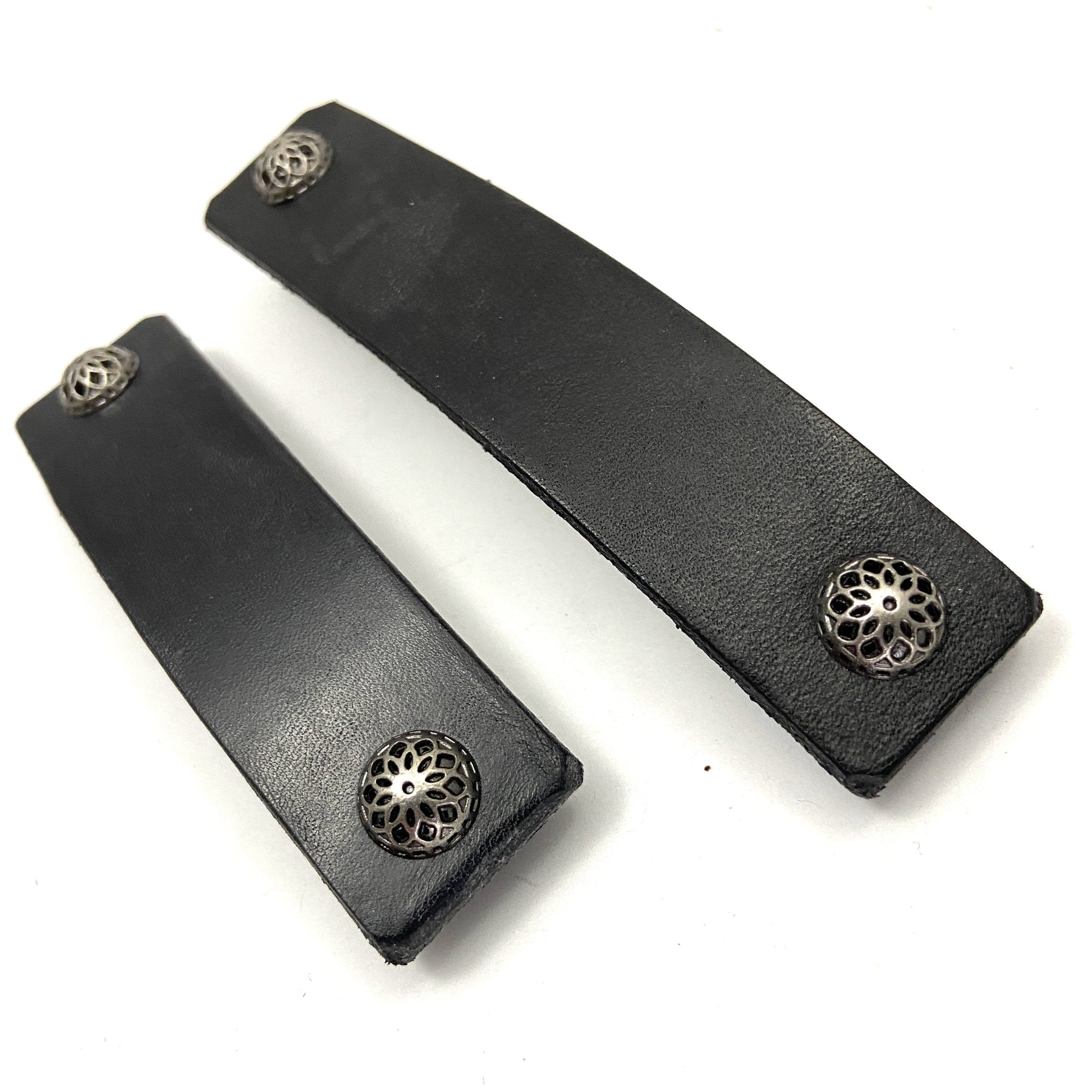 Black Barrette with Fancy Silver Filagree Studs-1